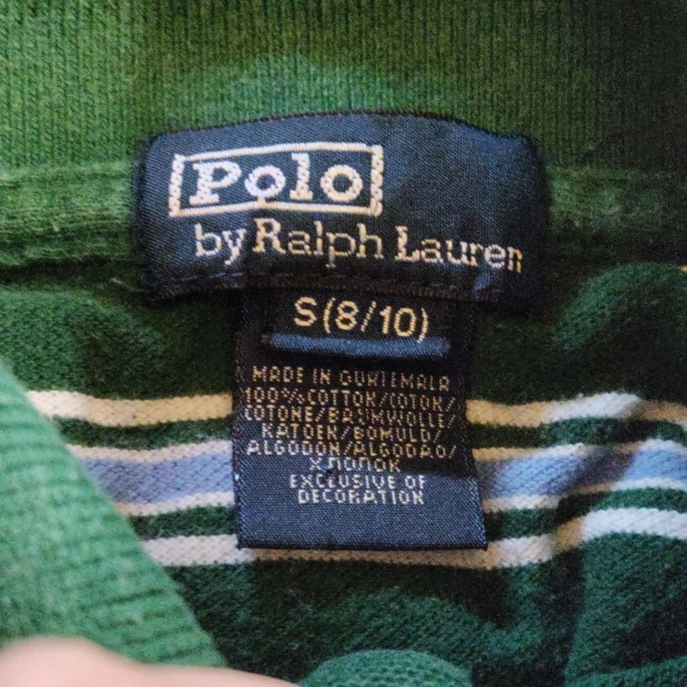 Polo Ralph Lauren Shirt Size 8 to 10 Long Sleeve Green Blue Spring Easter Cotton - Picture 3 of 7
